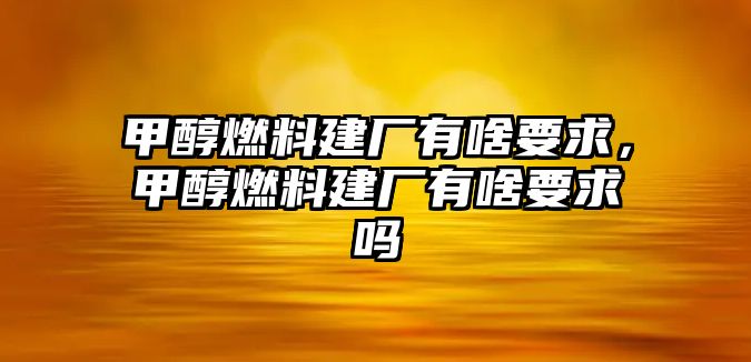 甲醇燃料建廠有啥要求，甲醇燃料建廠有啥要求嗎