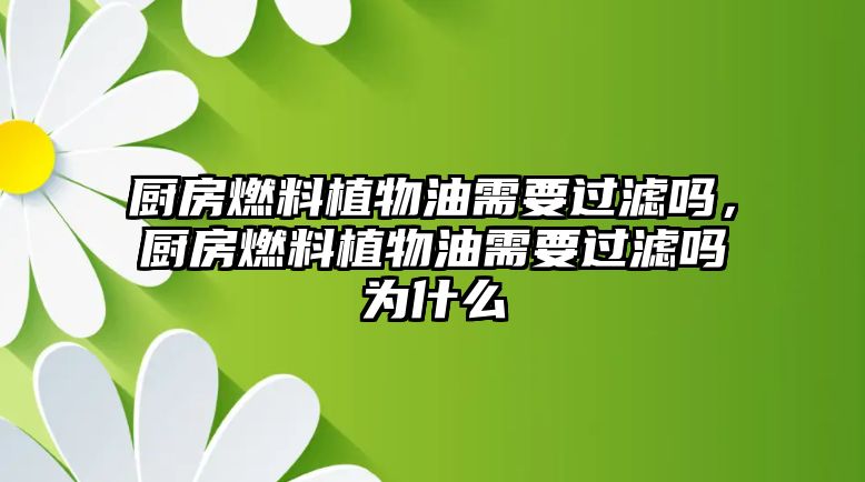 廚房燃料植物油需要過濾嗎，廚房燃料植物油需要過濾嗎為什么