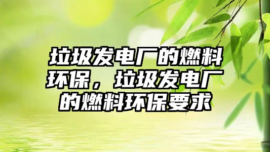 垃圾發(fā)電廠的燃料環(huán)保，垃圾發(fā)電廠的燃料環(huán)保要求