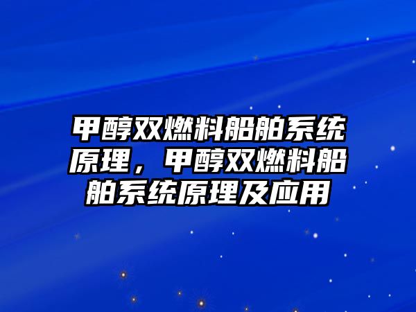 甲醇雙燃料船舶系統(tǒng)原理，甲醇雙燃料船舶系統(tǒng)原理及應(yīng)用