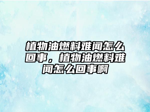 植物油燃料難聞怎么回事，植物油燃料難聞怎么回事啊