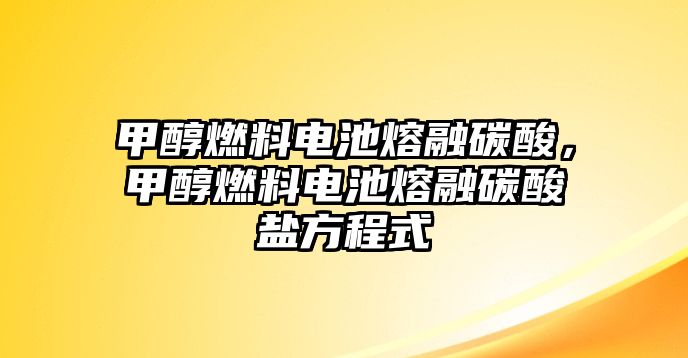 甲醇燃料電池熔融碳酸，甲醇燃料電池熔融碳酸鹽方程式