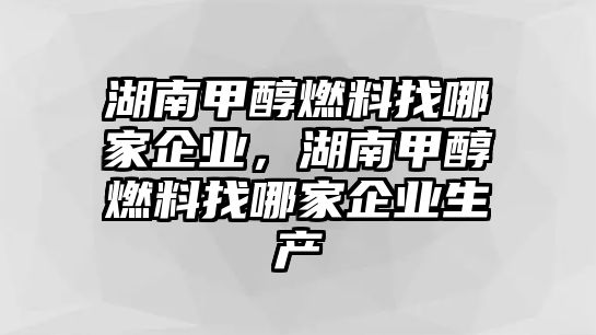 湖南甲醇燃料找哪家企業(yè)，湖南甲醇燃料找哪家企業(yè)生產(chǎn)