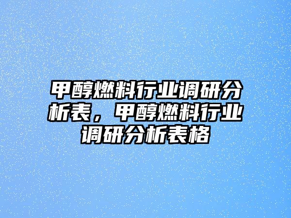 甲醇燃料行業(yè)調(diào)研分析表，甲醇燃料行業(yè)調(diào)研分析表格