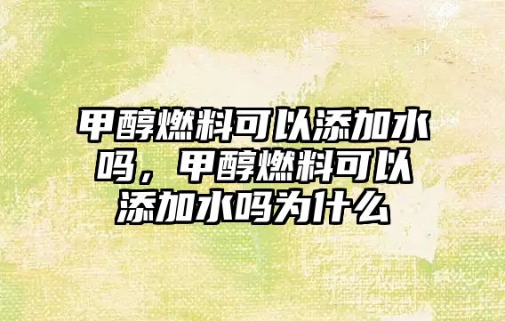 甲醇燃料可以添加水嗎，甲醇燃料可以添加水嗎為什么