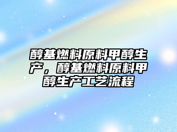 醇基燃料原料甲醇生產，醇基燃料原料甲醇生產工藝流程