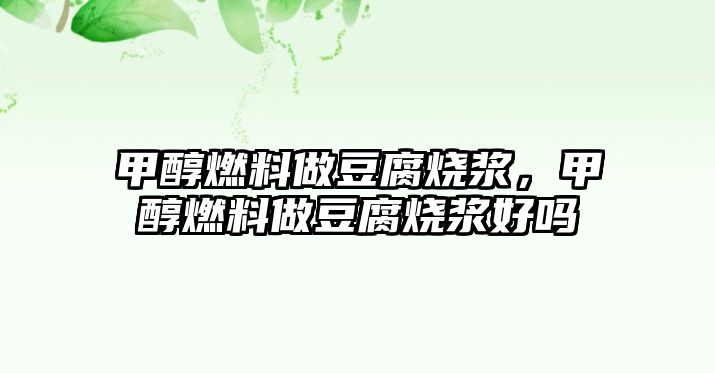 甲醇燃料做豆腐燒漿，甲醇燃料做豆腐燒漿好嗎