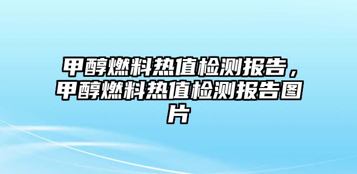 甲醇燃料熱值檢測報告，甲醇燃料熱值檢測報告圖片