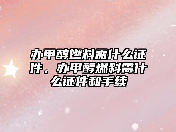 辦甲醇燃料需什么證件，辦甲醇燃料需什么證件和手續(xù)