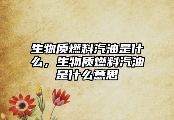 生物質(zhì)燃料汽油是什么，生物質(zhì)燃料汽油是什么意思