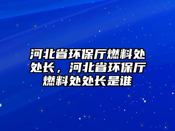 河北省環(huán)保廳燃料處處長，河北省環(huán)保廳燃料處處長是誰