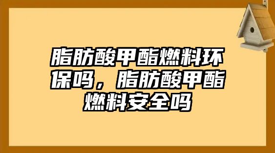 脂肪酸甲酯燃料環(huán)保嗎，脂肪酸甲酯燃料安全嗎