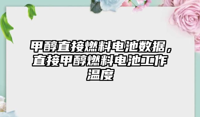 甲醇直接燃料電池數(shù)據(jù)，直接甲醇燃料電池工作溫度