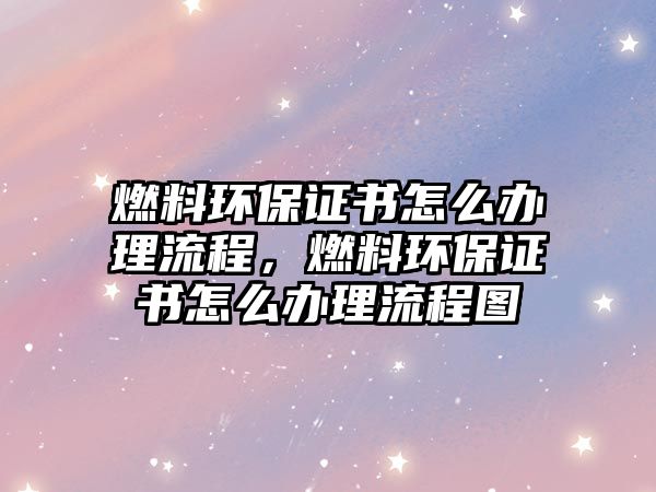 燃料環(huán)保證書怎么辦理流程，燃料環(huán)保證書怎么辦理流程圖