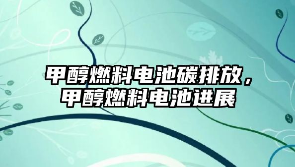 甲醇燃料電池碳排放，甲醇燃料電池進(jìn)展