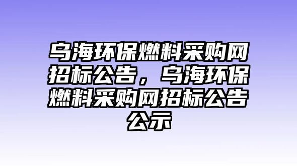 烏海環(huán)保燃料采購(gòu)網(wǎng)招標(biāo)公告，烏海環(huán)保燃料采購(gòu)網(wǎng)招標(biāo)公告公示