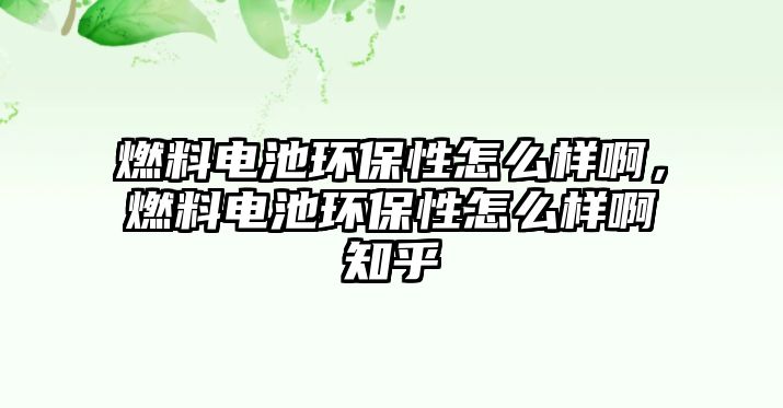 燃料電池環(huán)保性怎么樣啊，燃料電池環(huán)保性怎么樣啊知乎