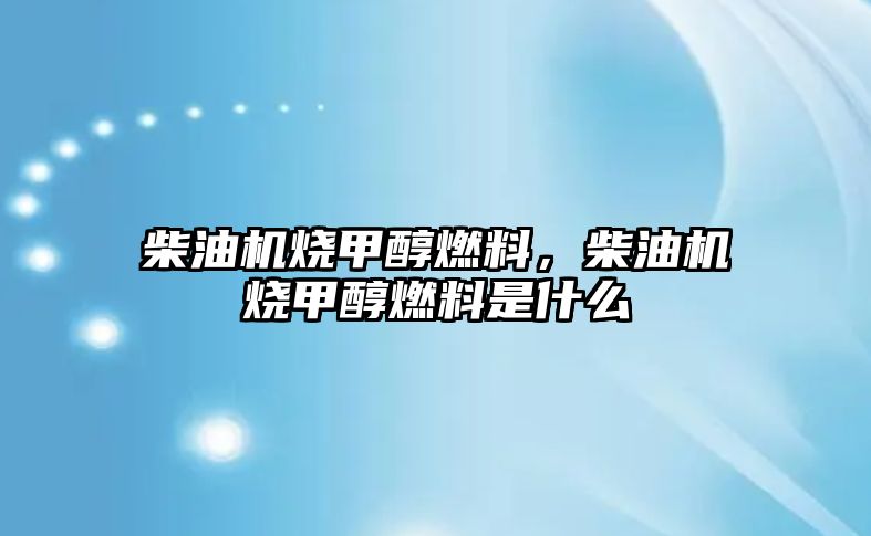 柴油機燒甲醇燃料，柴油機燒甲醇燃料是什么