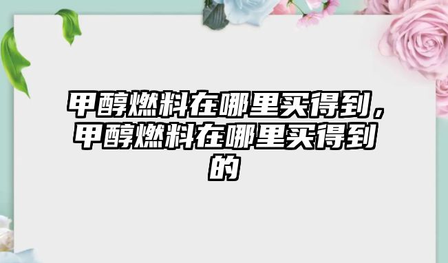 甲醇燃料在哪里買得到，甲醇燃料在哪里買得到的