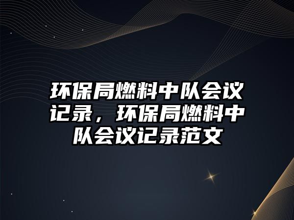 環(huán)保局燃料中隊會議記錄，環(huán)保局燃料中隊會議記錄范文