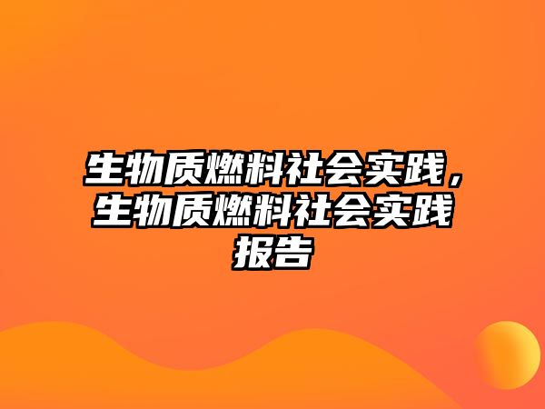 生物質(zhì)燃料社會(huì)實(shí)踐，生物質(zhì)燃料社會(huì)實(shí)踐報(bào)告