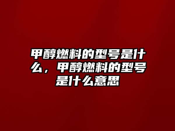 甲醇燃料的型號是什么，甲醇燃料的型號是什么意思