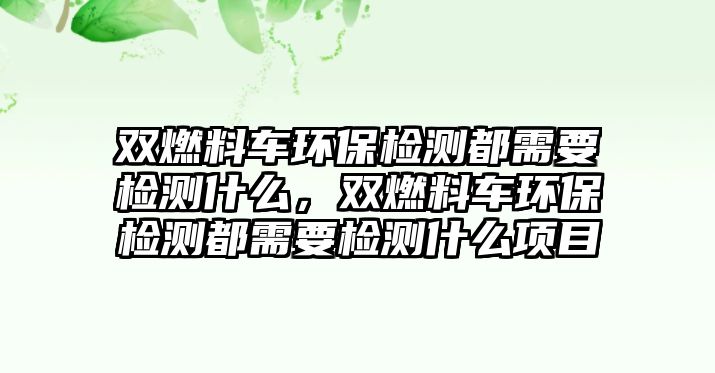 雙燃料車環(huán)保檢測(cè)都需要檢測(cè)什么，雙燃料車環(huán)保檢測(cè)都需要檢測(cè)什么項(xiàng)目