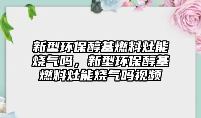 新型環(huán)保醇基燃料灶能燒氣嗎，新型環(huán)保醇基燃料灶能燒氣嗎視頻