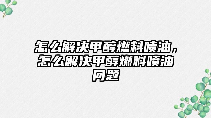 怎么解決甲醇燃料噴油，怎么解決甲醇燃料噴油問(wèn)題