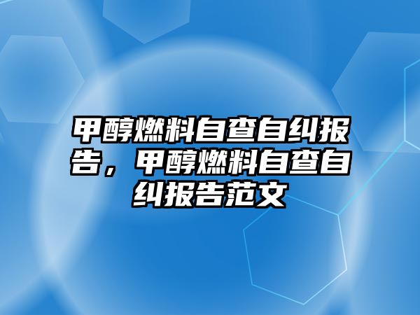 甲醇燃料自查自糾報(bào)告，甲醇燃料自查自糾報(bào)告范文