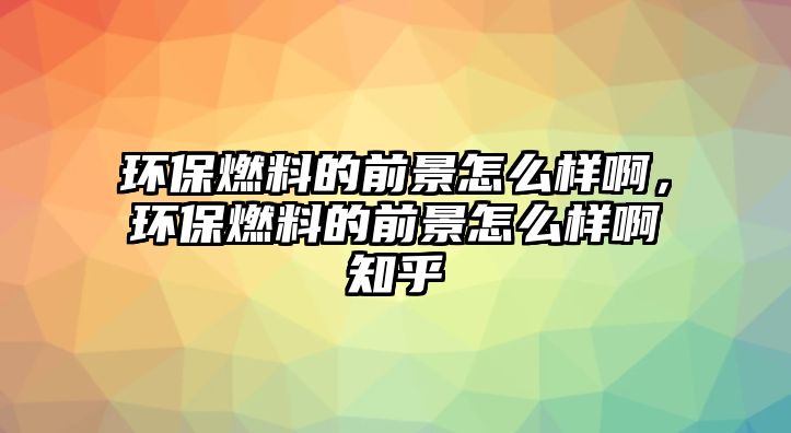 環(huán)保燃料的前景怎么樣啊，環(huán)保燃料的前景怎么樣啊知乎