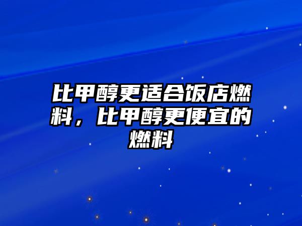 比甲醇更適合飯店燃料，比甲醇更便宜的燃料