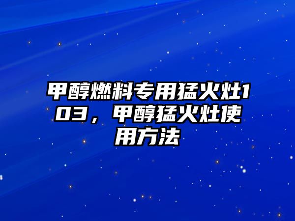 甲醇燃料專用猛火灶103，甲醇猛火灶使用方法