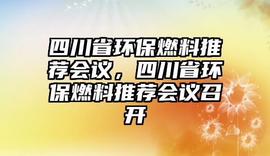 四川省環(huán)保燃料推薦會議，四川省環(huán)保燃料推薦會議召開