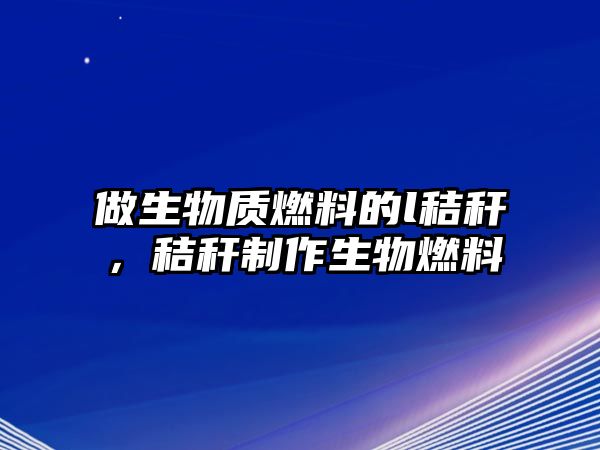 做生物質(zhì)燃料的l秸稈，秸稈制作生物燃料