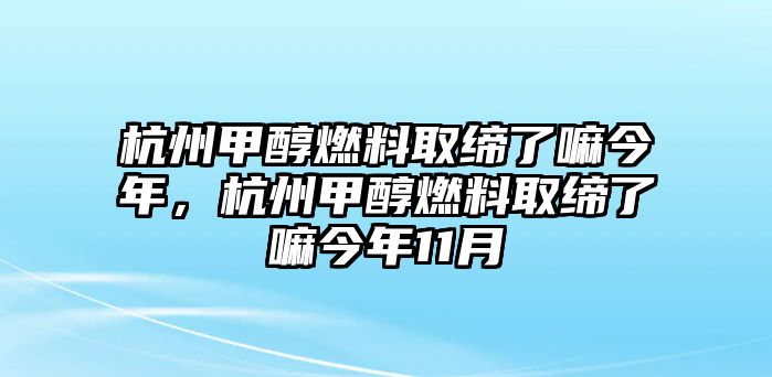 杭州甲醇燃料取締了嘛今年，杭州甲醇燃料取締了嘛今年11月