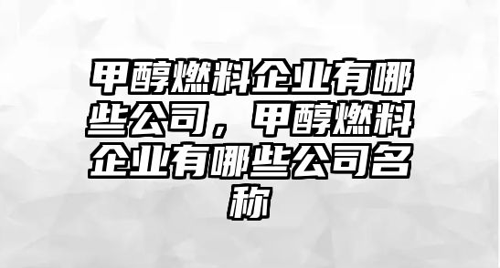 甲醇燃料企業(yè)有哪些公司，甲醇燃料企業(yè)有哪些公司名稱