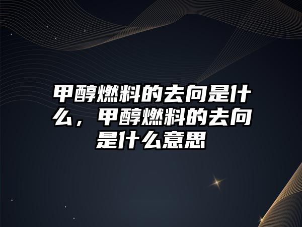 甲醇燃料的去向是什么，甲醇燃料的去向是什么意思