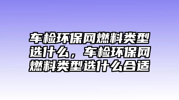 車檢環(huán)保網(wǎng)燃料類型選什么，車檢環(huán)保網(wǎng)燃料類型選什么合適