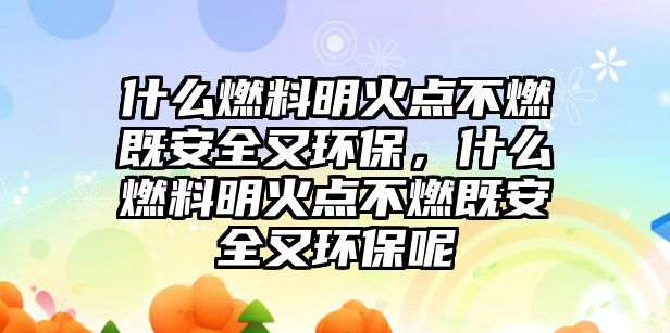 什么燃料明火點不燃既安全又環(huán)保，什么燃料明火點不燃既安全又環(huán)保呢