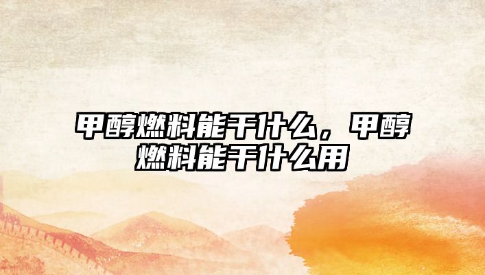 甲醇燃料能干什么，甲醇燃料能干什么用