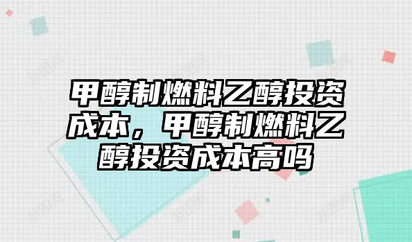 甲醇制燃料乙醇投資成本，甲醇制燃料乙醇投資成本高嗎