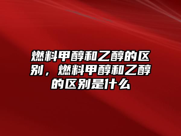 燃料甲醇和乙醇的區(qū)別，燃料甲醇和乙醇的區(qū)別是什么