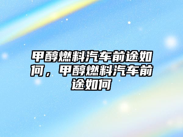 甲醇燃料汽車前途如何，甲醇燃料汽車前途如何