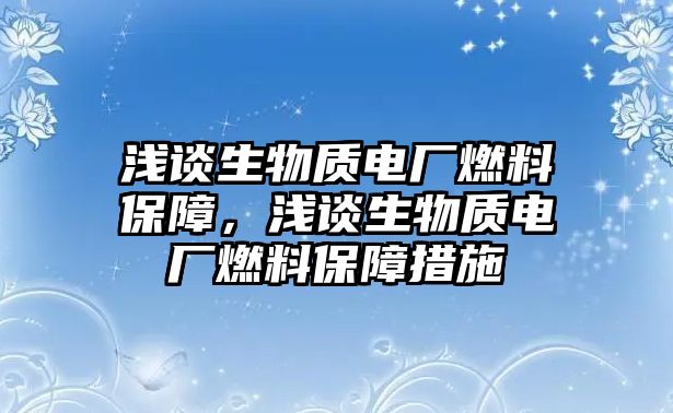 淺談生物質(zhì)電廠燃料保障，淺談生物質(zhì)電廠燃料保障措施