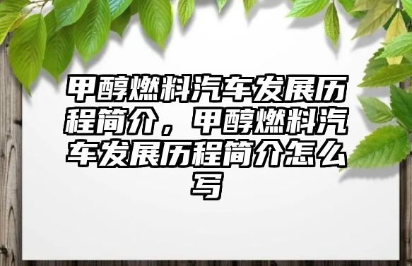 甲醇燃料汽車發(fā)展歷程簡(jiǎn)介，甲醇燃料汽車發(fā)展歷程簡(jiǎn)介怎么寫