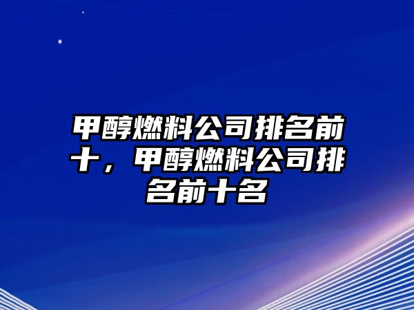 甲醇燃料公司排名前十，甲醇燃料公司排名前十名