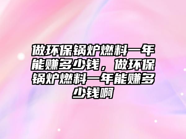 做環(huán)保鍋爐燃料一年能賺多少錢，做環(huán)保鍋爐燃料一年能賺多少錢啊