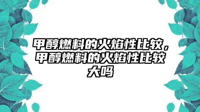 甲醇燃料的火焰性比較，甲醇燃料的火焰性比較大嗎