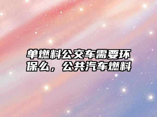 單燃料公交車需要環(huán)保么，公共汽車燃料